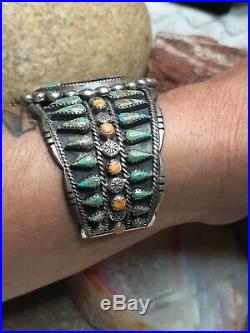 109g $800 MORE THAN WOW! Zuni Galaxy Bracelet Turquoise Inlay Sterling Silver