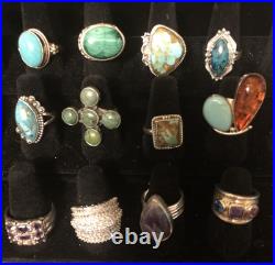 12 Sterling 925 Turquoise & Assorted Natural Stone And Gem Stone Rings (lot 22) 12 Sterling 925 Turquoise & Assorted Natural Stone And Gem Stone Rings (lot 22)