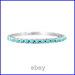 14K White Gold Over Sleeping Beauty Turquoise Eternity Bangle Bracelet with Look