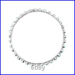 14K White Gold Over Sleeping Beauty Turquoise Eternity Bangle Bracelet with Look