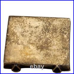 1930s Navajo Kingman Turquoise Sterling Silver Lidded Box Hand Stamped Design