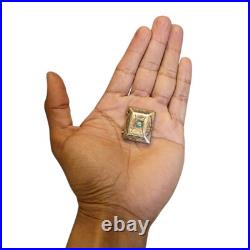 1930s Navajo Kingman Turquoise Sterling Silver Lidded Box Hand Stamped Design