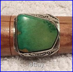 1936 Sterling Silver Old Pawn Green Turquoise Ring Sz10 Fred Harvey Era Nuckolls