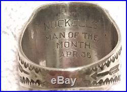 1936 Sterling Silver Old Pawn Green Turquoise Ring Sz10 Fred Harvey Era Nuckolls