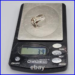 1970s Sterling Silver Turquoise Accent Nugget Brutalist LOVE Ring Sz 6 3.9g