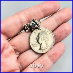 1970s Sterling Silver Turquoise Accent Nugget Brutalist LOVE Ring Sz 6 3.9g