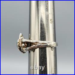 1970s Sterling Silver Turquoise Accent Nugget Brutalist LOVE Ring Sz 6 3.9g