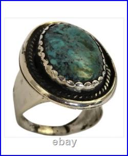 19.5gr! Expertise VINTAGE NAVAJO Royston TURQUOISE STERLING SILVER RINGsz11