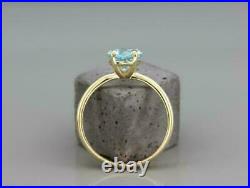 1.50 Ct Oval Cut Blue Aquamarine Solitaire Engagement Ring 14k Yellow Gold Over