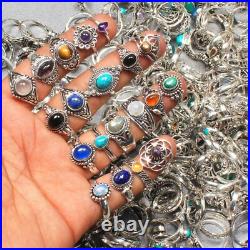 2000pcs Lot Turquoise & Mixed Gemstone Rings 925 Sterling Silver Plated Jewelry