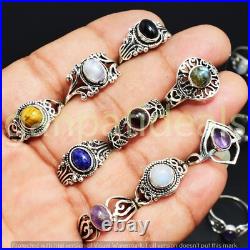 2000pcs Lot Turquoise & Mixed Gemstone Rings 925 Sterling Silver Plated Jewelry