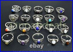 2000pcs Lot Turquoise & Mixed Gemstone Rings 925 Sterling Silver Plated Jewelry