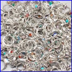 2000pcs Lot Turquoise & Mixed Gemstone Rings 925 Sterling Silver Plated Jewelry