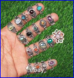2000pcs Lot Turquoise & Mixed Gemstone Rings 925 Sterling Silver Plated Jewelry