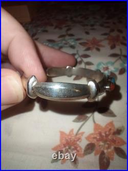 23 gram Sz 5.5 Tom H Begay Signed Sterling Silver/ Turquoise/ Coral Cuff
