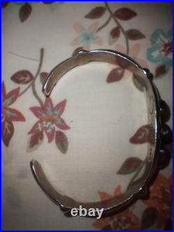 23 gram Sz 5.5 Tom H Begay Signed Sterling Silver/ Turquoise/ Coral Cuff