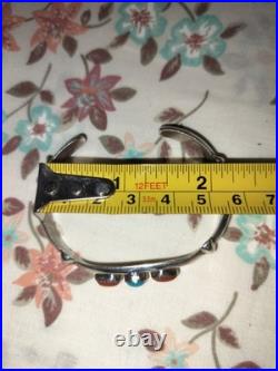 23 gram Sz 5.5 Tom H Begay Signed Sterling Silver/ Turquoise/ Coral Cuff