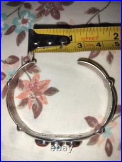 23 gram Sz 5.5 Tom H Begay Signed Sterling Silver/ Turquoise/ Coral Cuff