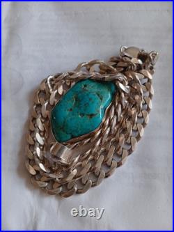 24,925 Sterling Silver With Mojave Turquoise Genuine Jewelry Pendant 24,925 Sterling Silver With Mojave Turquoise Genuine Jewelry Pendant