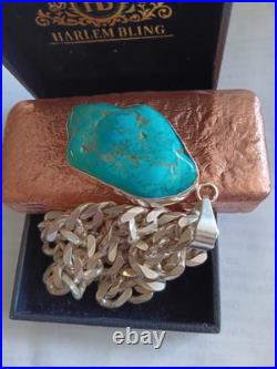 24,925 Sterling Silver With Mojave Turquoise Genuine Jewelry Pendant 24,925 Sterling Silver With Mojave Turquoise Genuine Jewelry Pendant