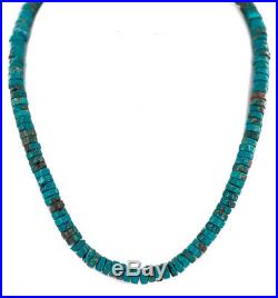 $250Tag Navajo. 925 Sterling Silver Natural Turquoise Native American Necklace