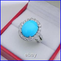 2Ct Oval Cut Lab Created Turquoise Engagement Wedding Ring 14K White Gold Plated
