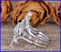 2Ct Pear Cut Lab Created Aquamarine Engagement Bridal Ring 14K White Gold Plated