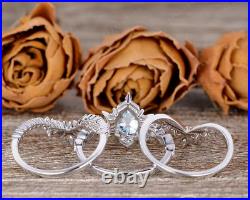 2Ct Pear Cut Lab Created Aquamarine Engagement Bridal Ring 14K White Gold Plated