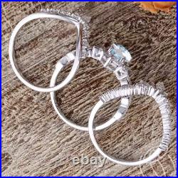2Ct Pear Cut Lab Created Aquamarine Engagement Bridal Ring 14K White Gold Plated