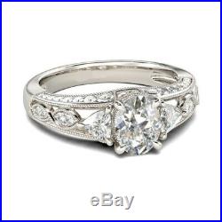 2.00 Ct Oval Cut VVS1 Diamond Engagement Wedding Ring Solid 14K White Gold Over