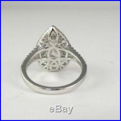 2.00 Ct Pear Cut VVS1 Diamond Halo Engagement Wedding Ring 14K White Gold Over