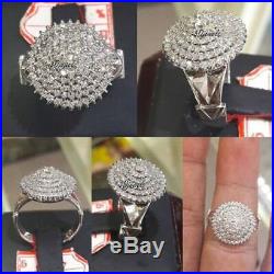 2.00 Ct Round D/VVS1 Cluster Diamond Engagement Wedding Ring 14K White Gold Over