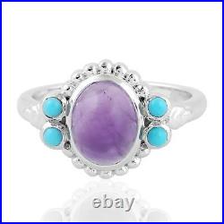 2.36ct Amethyst Cocktail Ring 925 Sterling Silver Turquoise Jewelry