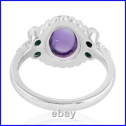 2.36ct Amethyst Cocktail Ring 925 Sterling Silver Turquoise Jewelry