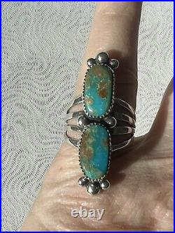 2 stone Kingman Turquoise Sterling Silver Sz9.5 Navajo Avin Joe R0259 2 stone Kingman Turquoise Sterling Silver Sz9.5 Navajo Avin Joe R0259