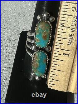 2 stone Kingman Turquoise Sterling Silver Sz9.5 Navajo Avin Joe R0259 2 stone Kingman Turquoise Sterling Silver Sz9.5 Navajo Avin Joe R0259