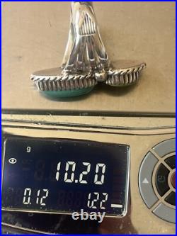 2 stone Natural Morenci Turquoise Sterling Silver Sz8 Navajo Avin Joe R0251