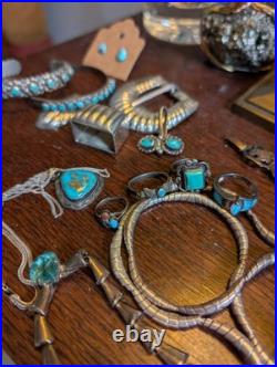 344G STERLING 925 Heavy Lot Native American Mexico Style Jewelry Mix Turquoise