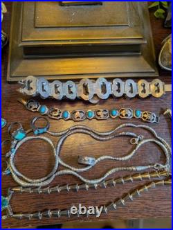 344G STERLING 925 Heavy Lot Native American Mexico Style Jewelry Mix Turquoise