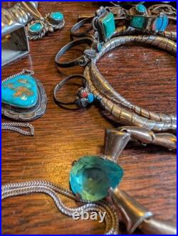 344G STERLING 925 Heavy Lot Native American Mexico Style Jewelry Mix Turquoise