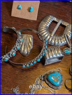 344G STERLING 925 Heavy Lot Native American Mexico Style Jewelry Mix Turquoise