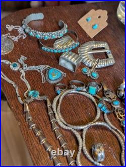 344G STERLING 925 Heavy Lot Native American Mexico Style Jewelry Mix Turquoise