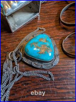 344G STERLING 925 Heavy Lot Native American Mexico Style Jewelry Mix Turquoise