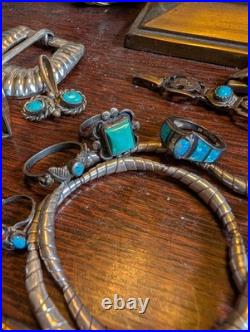 344G STERLING 925 Heavy Lot Native American Mexico Style Jewelry Mix Turquoise