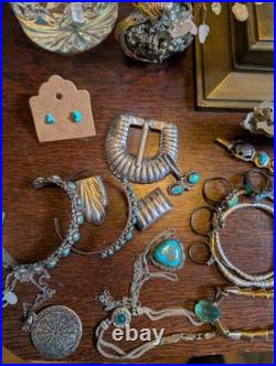 344G STERLING 925 Heavy Lot Native American Mexico Style Jewelry Mix Turquoise