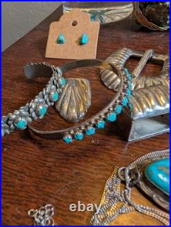 344G STERLING 925 Heavy Lot Native American Mexico Style Jewelry Mix Turquoise