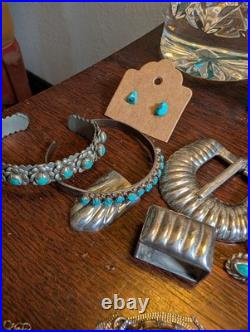 344G STERLING 925 Heavy Lot Native American Mexico Style Jewelry Mix Turquoise