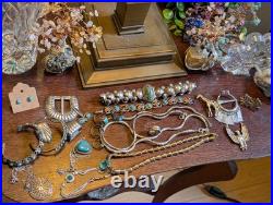 344G STERLING 925 Heavy Lot Native American Mexico Style Jewelry Mix Turquoise