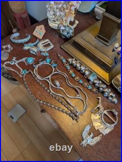 344G STERLING 925 Heavy Lot Native American Mexico Style Jewelry Mix Turquoise