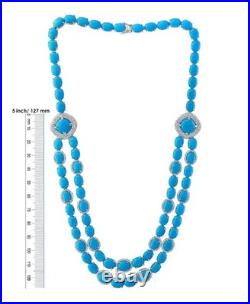 35Ct Sleeping Beauty Turquoise Diamond14K White Gold Over Necklace & Earring Set